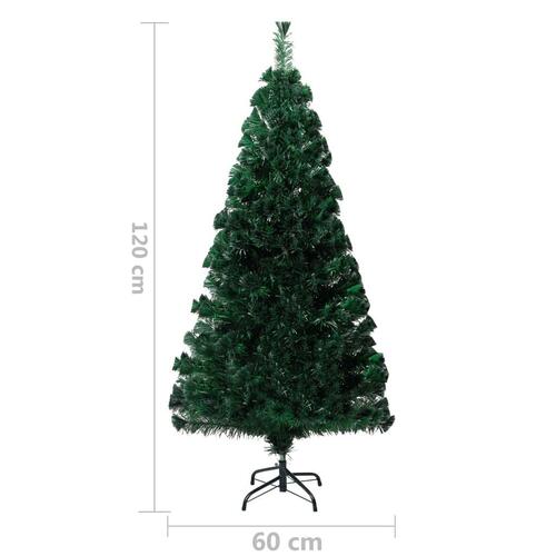 Kunstigt juletræ med fod 120 cm fiberoptik grøn