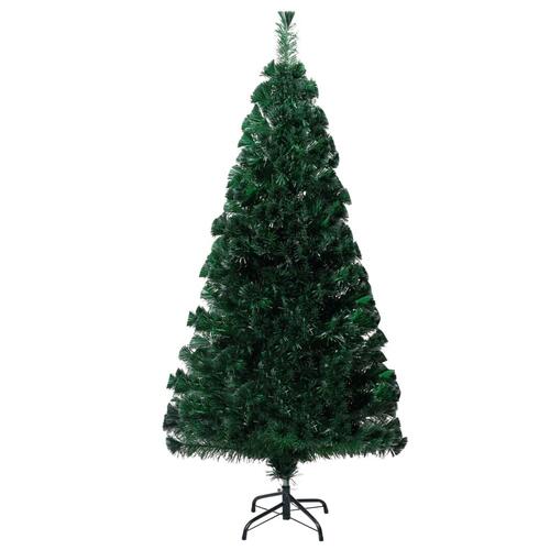 Kunstigt juletræ med juletræsfod 150 cm fiberoptik grøn