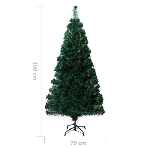 Kunstigt juletræ med juletræsfod 150 cm fiberoptik grøn
