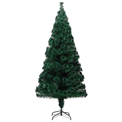 Kunstigt juletræ med fod 240 cm fiberoptik grøn