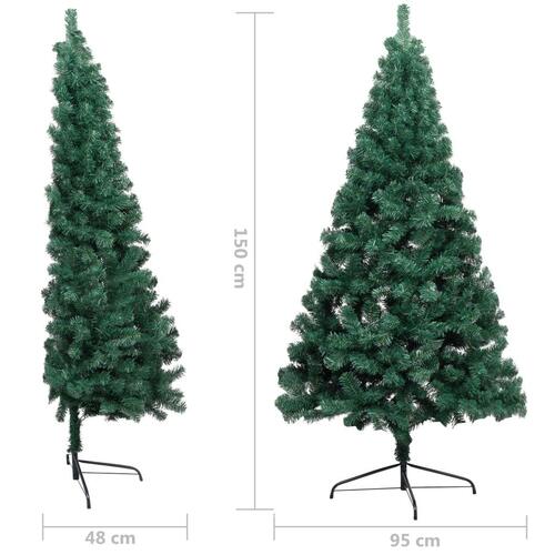 Kunstigt halvt juletræ med fod 150 cm PVC grøn