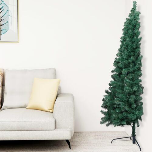 Kunstigt halvt juletræ med fod 180 cm PVC grøn