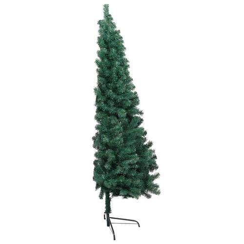 Kunstigt halvt juletræ med fod 180 cm PVC grøn