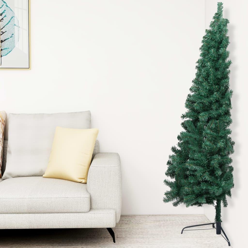 Kunstigt halvt juletræ med fod 210 cm PVC grøn