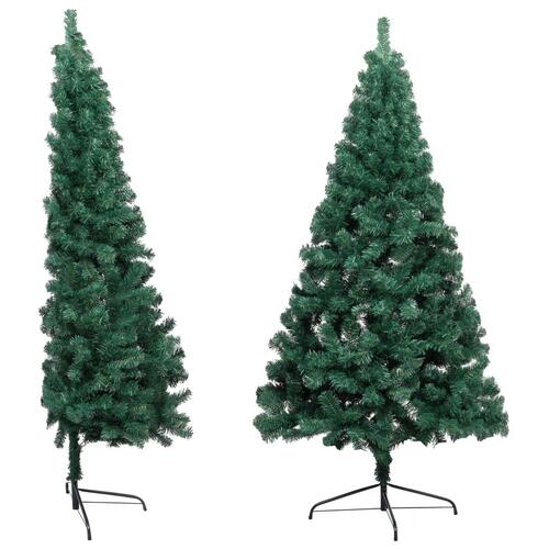 Kunstigt halvt juletræ med fod 210 cm PVC grøn