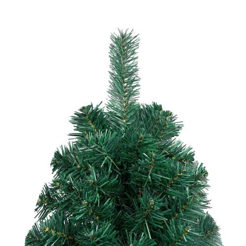 Kunstigt halvt juletræ med fod 210 cm PVC grøn