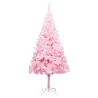 Kunstigt juletræ med fod 210 cm PVC lyserød
