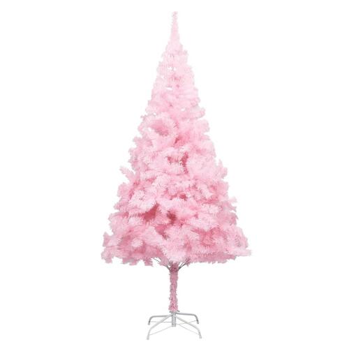 Kunstigt juletræ med fod 210 cm PVC lyserød
