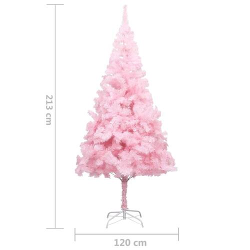 Kunstigt juletræ med fod 210 cm PVC lyserød