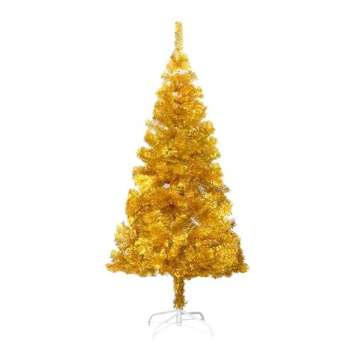 Kunstigt juletræ med fod 150 cm PET guldfarvet