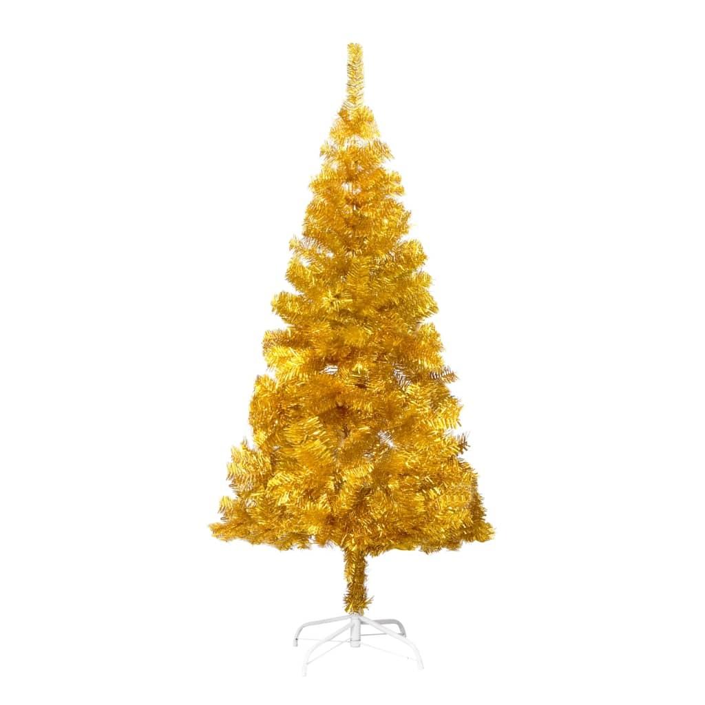 Kunstigt juletræ med fod 150 cm PET guldfarvet