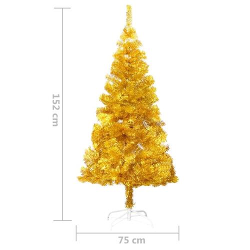 Kunstigt juletræ med fod 150 cm PET guldfarvet