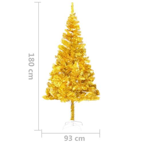 Kunstigt juletræ med fod 180 cm PET guldfarvet