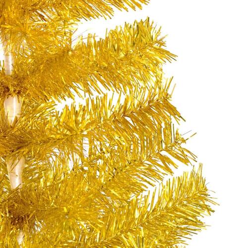 Kunstigt juletræ med fod 210 cm PET guldfarvet