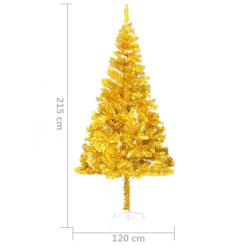 Kunstigt juletræ med fod 210 cm PET guldfarvet