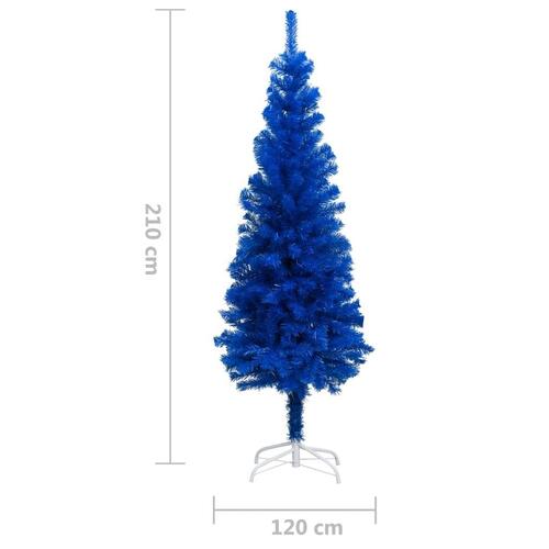 Kunstigt juletræ med fod 210 cm PVC blå