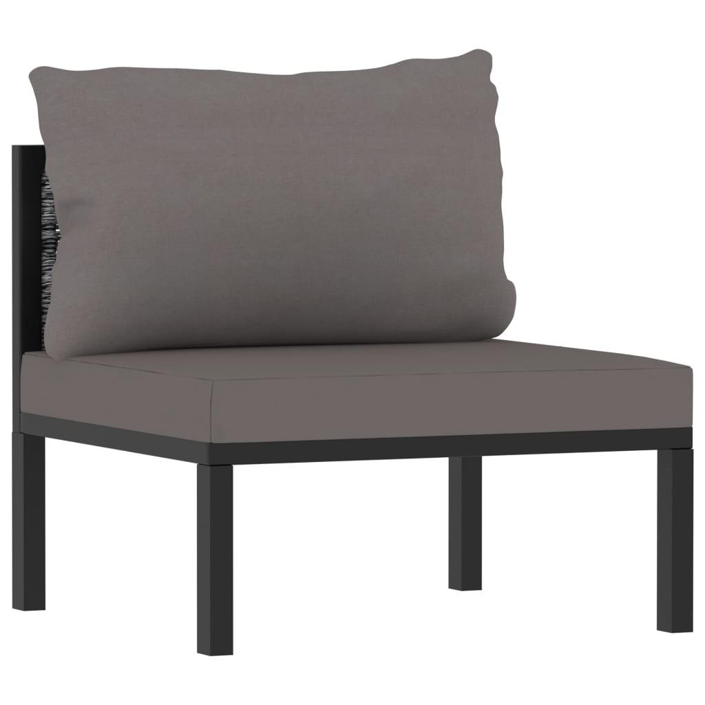 Midtersofa til haven med hynde polyrattan antracitgrå