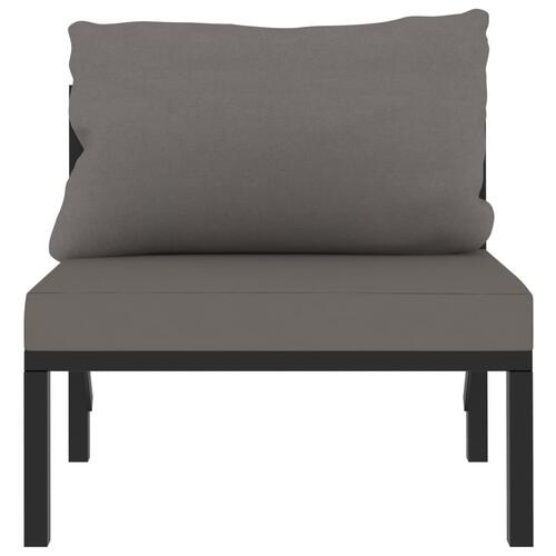 Midtersofa til haven med hynde polyrattan antracitgrå