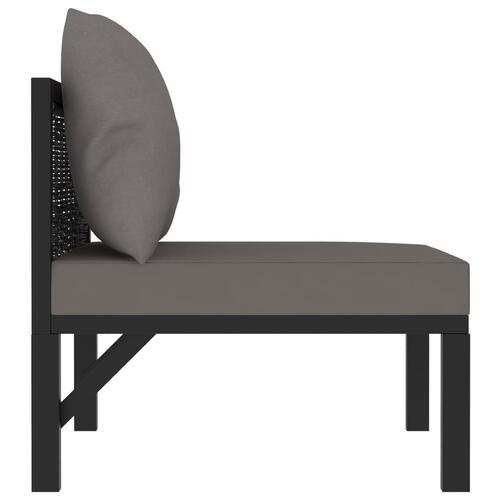 Midtersofa til haven med hynde polyrattan antracitgrå