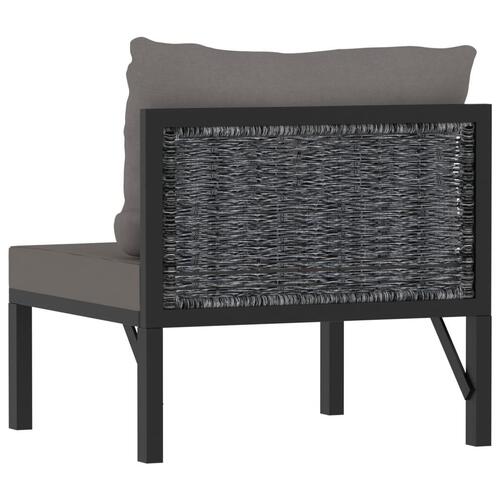 Midtersofa til haven med hynde polyrattan antracitgrå