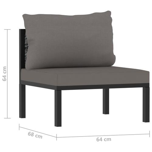 Midtersofa til haven med hynde polyrattan antracitgrå