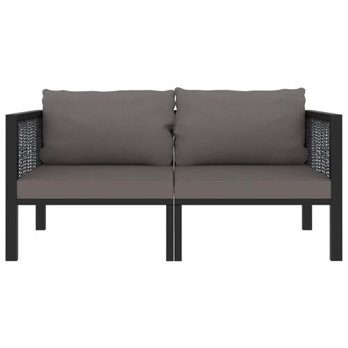 2-personers sofa med hynder polyrattan antracitgrå