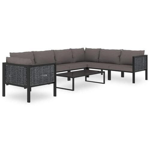 Haveloungesæt 8 dele med hynder polyrattan antracitgrå