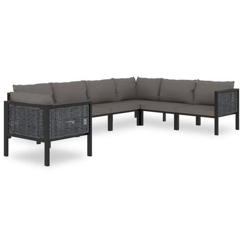 Haveloungesæt 7 dele med hynde polyrattan antracitgrå