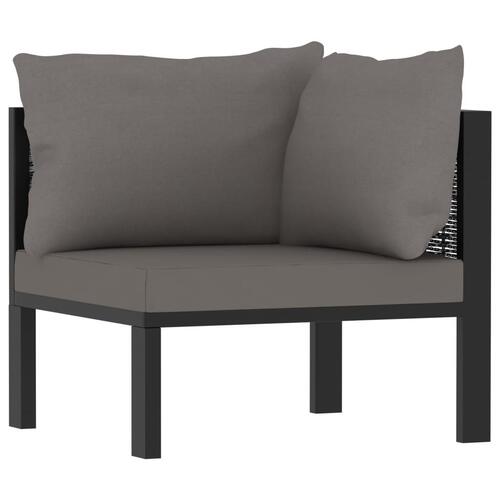 Haveloungesæt 6 dele med hynde polyrattan antracitgrå