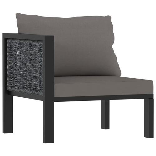 Haveloungesæt 6 dele med hynde polyrattan antracitgrå