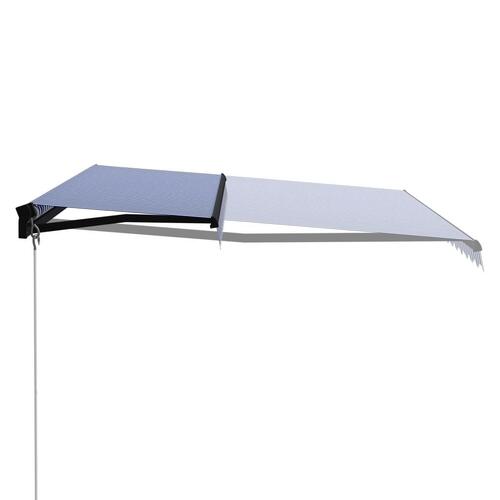 Foldemarkise manuel betjening 400x300 cm blå og hvid