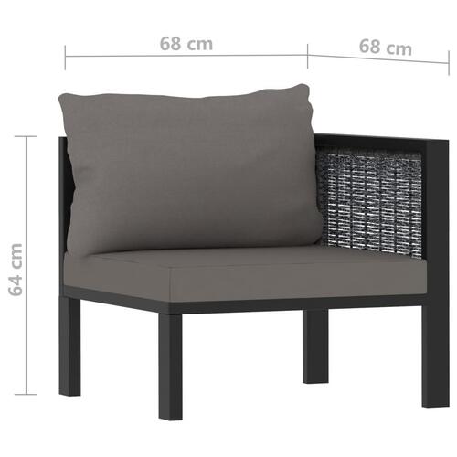 Hjørnedel til sofa med venstre armlæn polyrattan antracitgrå