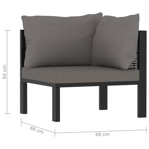 Hjørnedel til sofa med venstre armlæn polyrattan antracitgrå