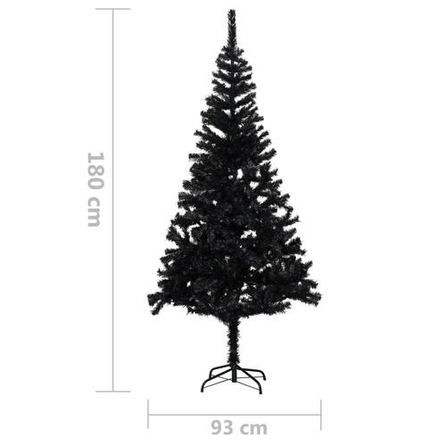 Kunstigt juletræ med fod 180 cm PVC sort