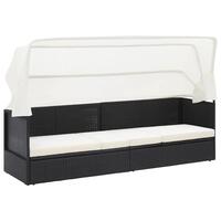 Havesofa med baldakin polyrattan sort