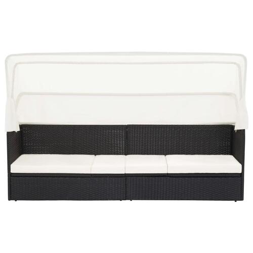 Havesofa med baldakin polyrattan sort