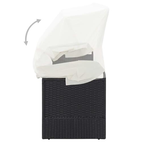 Havesofa med baldakin polyrattan sort