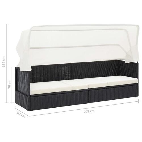 Havesofa med baldakin polyrattan sort