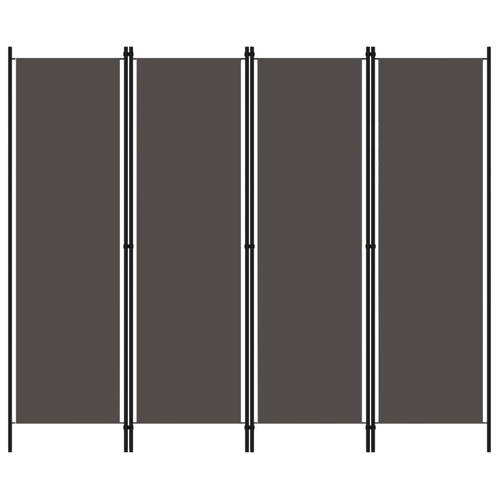 4-panels rumdeler 200 x 180 cm antracitgrå