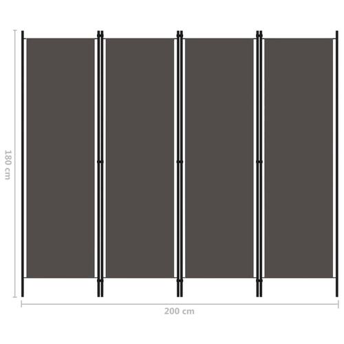 4-panels rumdeler 200 x 180 cm antracitgrå
