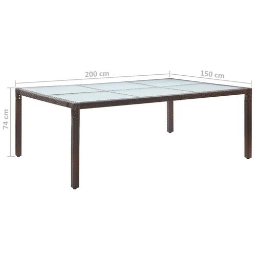 Udendørs spisebord 200x150x74 cm polyrattan brun