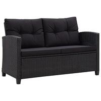 Topersoners havesofa med hynder 124 cm polyrattan sort