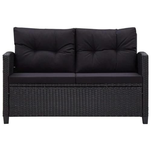 Topersoners havesofa med hynder 124 cm polyrattan sort