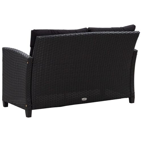 Topersoners havesofa med hynder 124 cm polyrattan sort