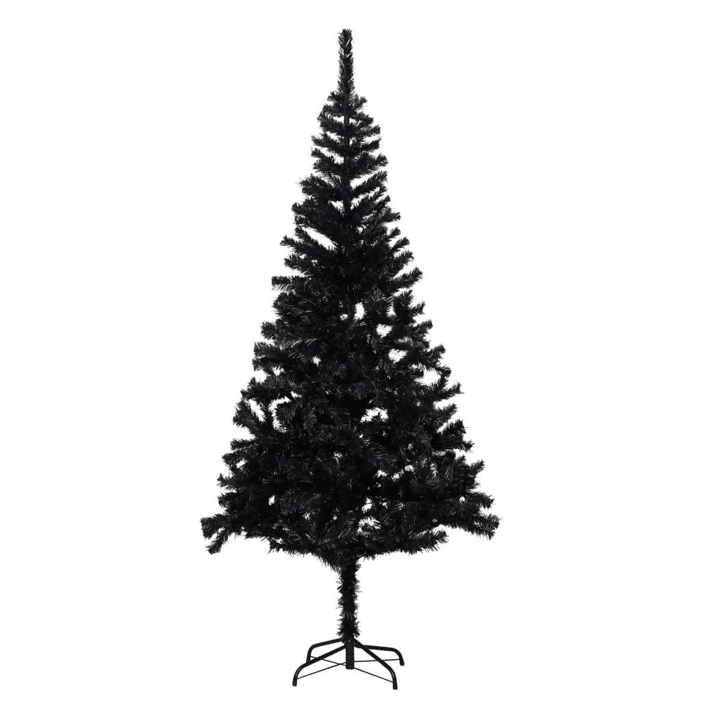 Kunstigt juletræ med fod 210 cm PVC sort