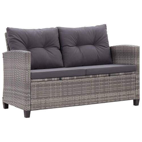 Topersoners havesofa med hynder 124 cm polyrattan grå