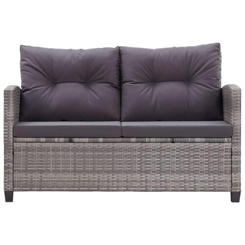 Topersoners havesofa med hynder 124 cm polyrattan grå