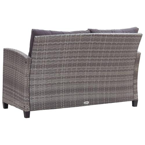 Topersoners havesofa med hynder 124 cm polyrattan grå