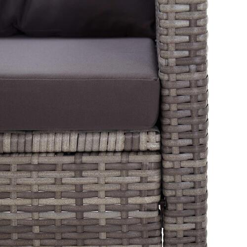Topersoners havesofa med hynder 124 cm polyrattan grå