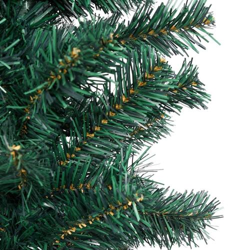 Smalt kunstigt juletræ med juletræsfod 240 cm PVC grøn